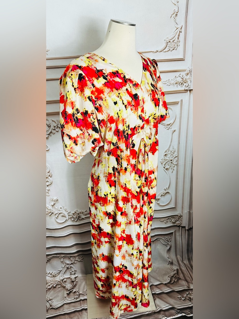 Dkny Cream Maxi Dress with Red Floral Print - Picture 3 of 13